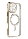 Mey İthalat®  iPhone 16 Pro Kılıf Joke Simli Magneticsafe Kılıf - Gold
