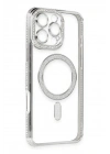 Mey İthalat®  iPhone 16 Pro Kılıf Joke Simli Magneticsafe Kılıf - Gümüş