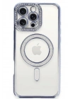 Mey İthalat®  iPhone 16 Pro Kılıf Joke Simli Magneticsafe Kılıf - Mavi