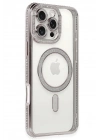 Mey İthalat®  iPhone 16 Pro Kılıf Joke Simli Magneticsafe Kılıf - Pembe