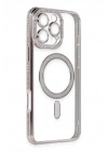 Mey İthalat®  iPhone 16 Pro Kılıf Joke Simli Magneticsafe Kılıf - Pembe
