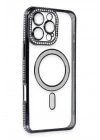 Mey İthalat®  iPhone 16 Pro Kılıf Joke Simli Magneticsafe Kılıf - Siyah