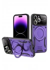 Mey İthalat®  iPhone 16 Pro Kılıf Joy Lens Standlı Kapak - Mor