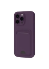 Mey İthalat®  iPhone 16 Pro Kılıf Kelvin Kartvizitli Silikon - Derin Mor
