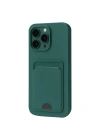 Mey İthalat®  iPhone 16 Pro Kılıf Kelvin Kartvizitli Silikon - Koyu Yeşil