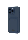 Mey İthalat®  iPhone 16 Pro Kılıf Kelvin Kartvizitli Silikon - Lacivert