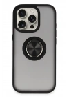 Mey İthalat®  iPhone 16 Pro Kılıf Montreal Yüzüklü Silikon Kapak - Siyah