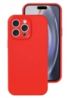 Mey İthalat®   iPhone 16 Pro Kılıf Nano içi Kadife Silikon - Kırmızı