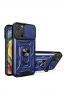 Mey İthalat®  iPhone 16 Pro Kılıf Pars Lens Yüzüklü Silikon - Lacivert