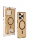 Mey İthalat®  iPhone 16 Pro Max Gleam PC Sert Magsafe Kılıf - Şeffaf-Gold
