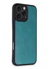 Mey İthalat®   iPhone 16 Pro Max Kılıf Aras Deri Kapak - Açık Yeşil