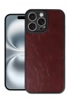 Mey İthalat®   iPhone 16 Pro Max Kılıf Aras Deri Kapak - Bordo