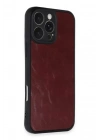 Mey İthalat®   iPhone 16 Pro Max Kılıf Aras Deri Kapak - Bordo