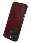 Mey İthalat®   iPhone 16 Pro Max Kılıf Aras Deri Kapak - Bordo