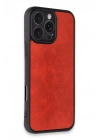 Mey İthalat®  iPhone 16 Pro Max Kılıf Aras Deri Kapak - Kırmızı