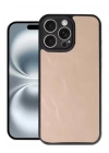 Mey İthalat®   iPhone 16 Pro Max Kılıf Aras Deri Kapak - Pudra
