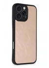 Mey İthalat®   iPhone 16 Pro Max Kılıf Aras Deri Kapak - Pudra