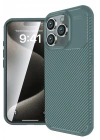 Mey İthalat®  iPhone 16 Pro Max Kılıf Auto Focus Karbon Kapak - Koyu Yeşil