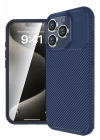 Mey İthalat®  iPhone 16 Pro Max Kılıf Auto Focus Karbon Kapak - Lacivert