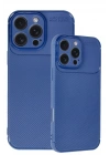 Mey İthalat®  iPhone 16 Pro Max Kılıf Auto Focus Karbon Kapak - Lacivert