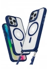 Mey İthalat®  iPhone 16 Pro Max Kılıf Enka Magsafe Silikon Kılıf - Lacivert