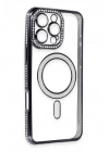 Mey İthalat®  iPhone 16 Pro Max Kılıf Joke Simli Magneticsafe Kılıf - Gri