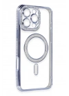 Mey İthalat®  iPhone 16 Pro Max Kılıf Joke Simli Magneticsafe Kılıf - Mavi