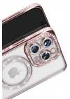 Mey İthalat®  iPhone 16 Pro Max Kılıf Joke Simli Magneticsafe Kılıf - Pembe