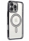 Mey İthalat®  iPhone 16 Pro Max Kılıf Joke Simli Magneticsafe Kılıf - Siyah