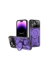 Mey İthalat®  iPhone 16 Pro Max Kılıf Joy Lens Standlı Kapak - Mor