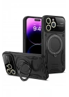 Mey İthalat®  iPhone 16 Pro Max Kılıf Joy Lens Standlı Kapak - Siyah
