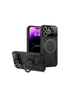 Mey İthalat®  iPhone 16 Pro Max Kılıf Joy Lens Standlı Kapak - Siyah
