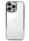 Mey İthalat®  iPhone 16 Pro Max Kılıf  Lensli Silikon - Gümüş