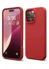 Mey İthalat®  iPhone 16 Pro Max Kılıf Nano içi Kadife Silikon - Kırmızı