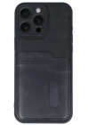 Mey İthalat®  iPhone 16 Pro Max Kılıf Sara Kartvizitli Deri Kılıf - Siyah