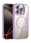 Mey İthalat®   iPhone 16 Pro Max Remim Lensli Magsafe Standlı Kapak - Lila