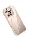 Mey İthalat®   iPhone 16 Pro Max Remim Lensli Magsafe Standlı Kapak - Pembe