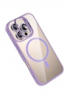 Mey İthalat®   iPhone 16 Pro Remim Lensli Magsafe Standlı Kapak - Lila