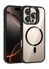 Mey İthalat®   iPhone 16 Pro Remim Lensli Magsafe Standlı Kapak - Siyah