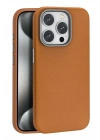 Mey İthalat®  iPhone 16 Pro Wonder Deri Magsafe Kapak - Kahverengi