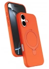 Mey İthalat®   iPhone 16 Regal Magsafe Standlı Kapak - Turuncu