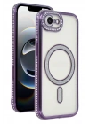 Mey İthalat®   iPhone 16E Joke Simli Magneticsafe Kılıf - Derin Mor
