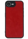 Mey İthalat®  iPhone 16E Kılıf Aras Deri Kapak - Kırmızı
