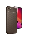 Mey İthalat®  iPhone 16E Kılıf Auto Focus Karbon Kapak - Kahverengi