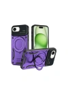 Mey İthalat®  iPhone 16E Kılıf Joy Lens Standlı Kapak - Mor