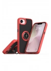 Mey İthalat®  iPhone 16E Kılıf Montreal Yüzüklü Silikon Kapak - Kırmızı