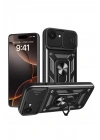 Mey İthalat®   iPhone 16E Kılıf Pars Lens Yüzüklü Silikon - Siyah