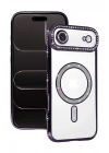 Mey İthalat®   iPhone 17 Air Joke Simli Magneticsafe Kılıf - Derin Mor