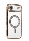 Mey İthalat®   iPhone 17 Air Joke Simli Magneticsafe Kılıf - Gold