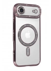 Mey İthalat®   iPhone 17 Air Joke Simli Magneticsafe Kılıf - Pembe